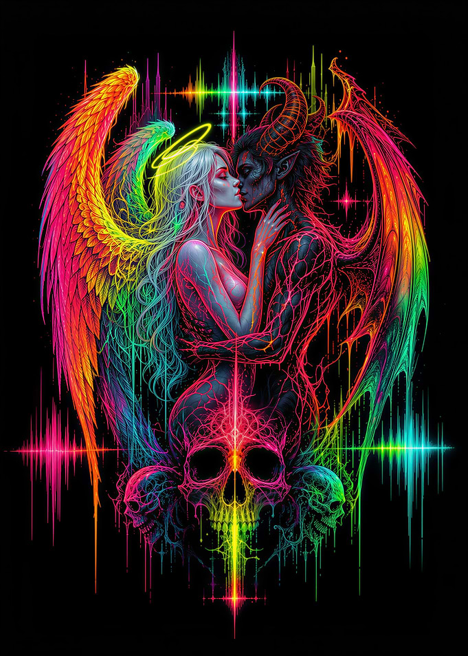 Neon Angel and Demon Lovers