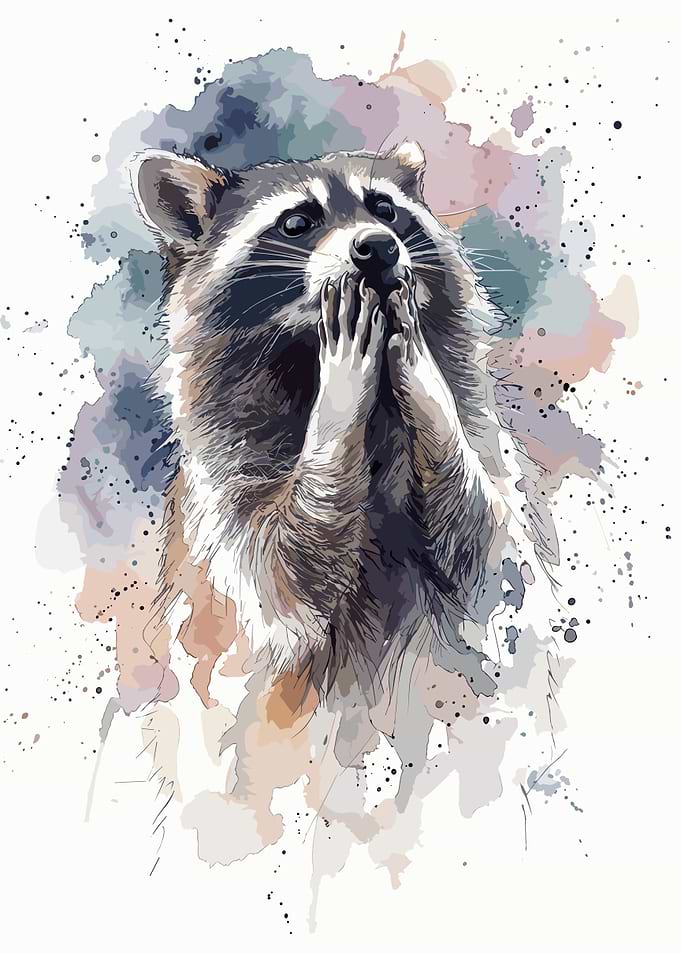Watercolor Raccoon Portrait