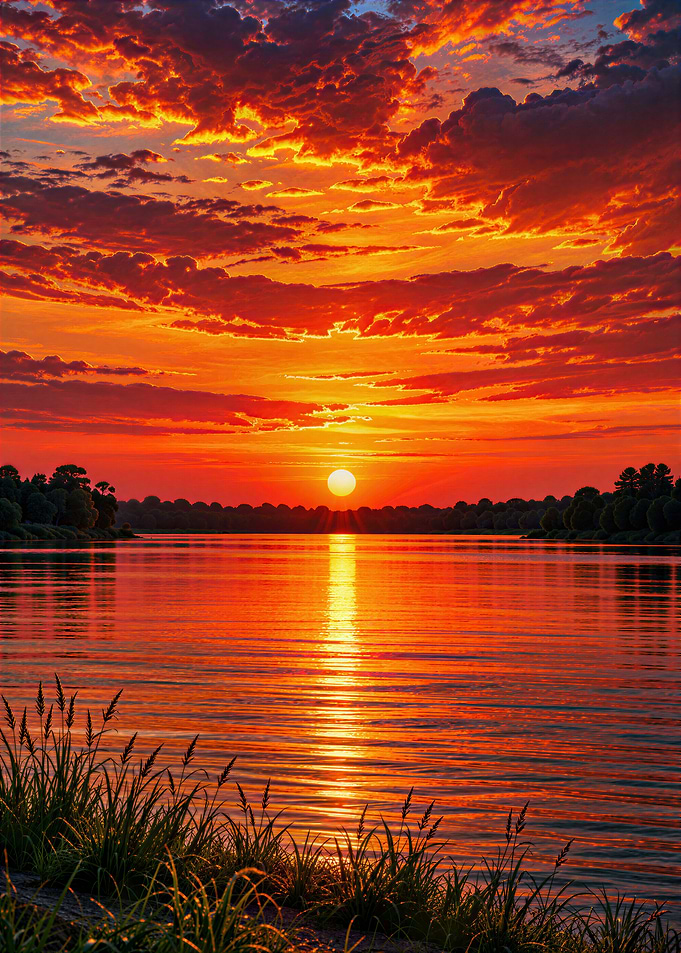 Sunset River Landscape