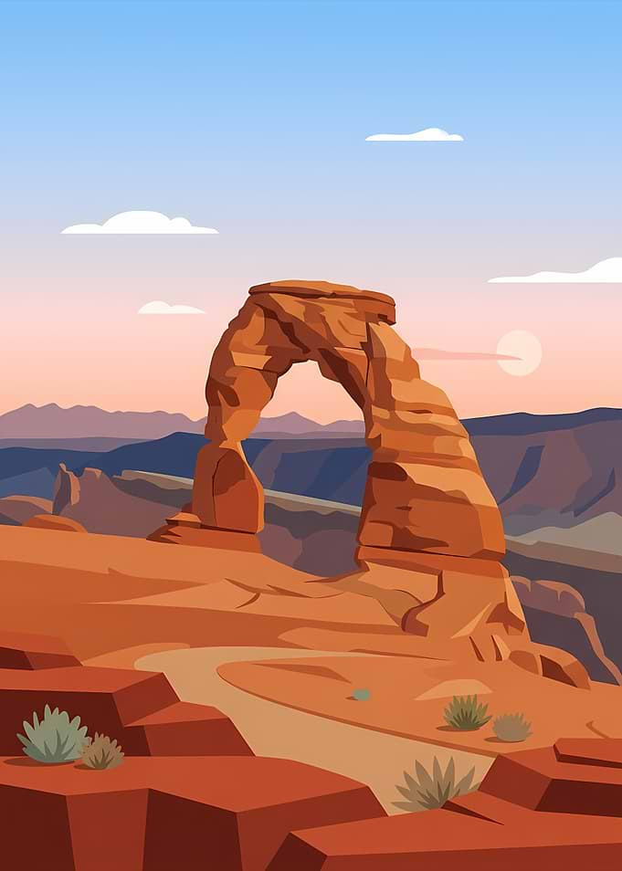 Delicate Arch Arches National Park Illustration
