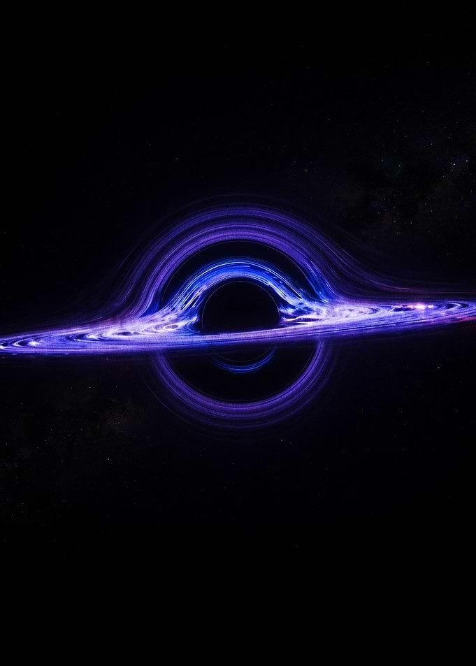 Glowing Purple Black Hole in Space