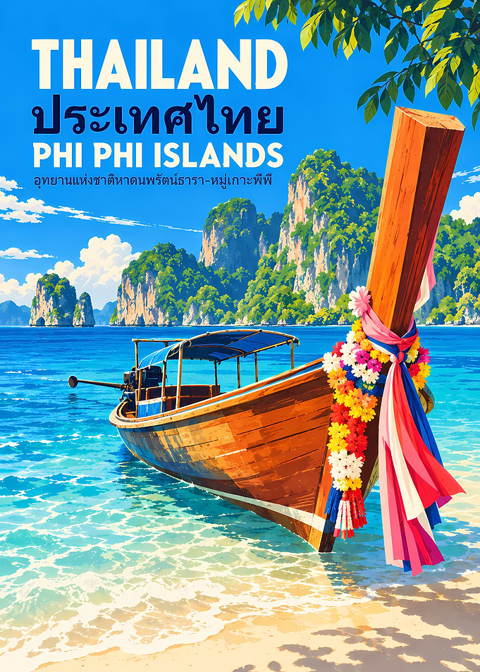 Phi Phi Islands Thailand Travel Poster
