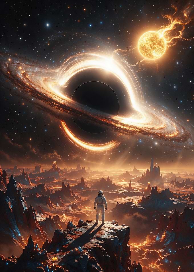 Astronaut Standing on Alien Planet