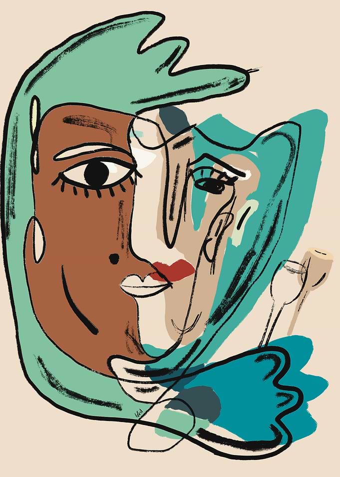 Abstract Cubist Portrait Illustration