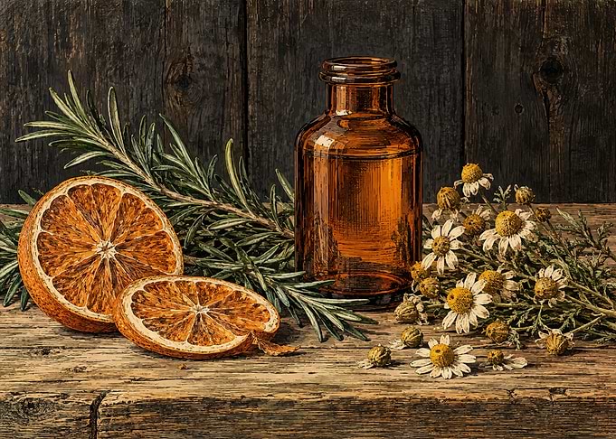 Still Life with Essential Oil Ingredients