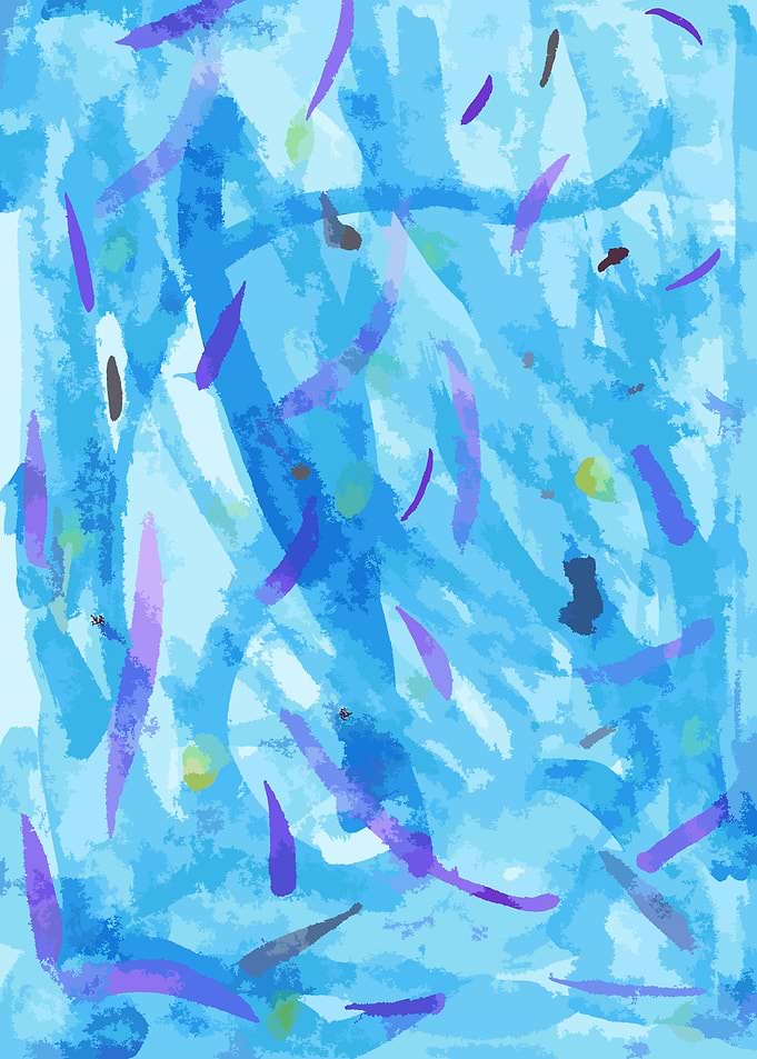 Abstract Blue Watercolor Brush Strokes