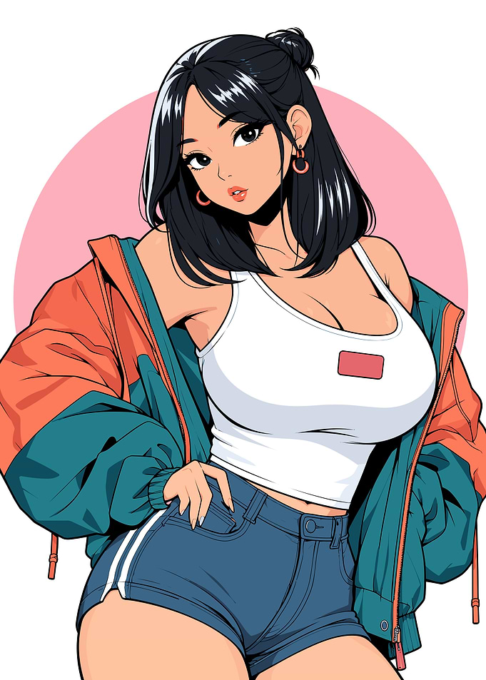 Stylish Anime Girl in Streetwear