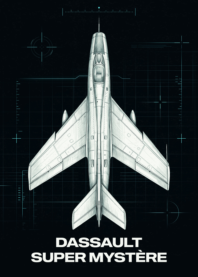 Dassault Super Mystère Blueprint Poster