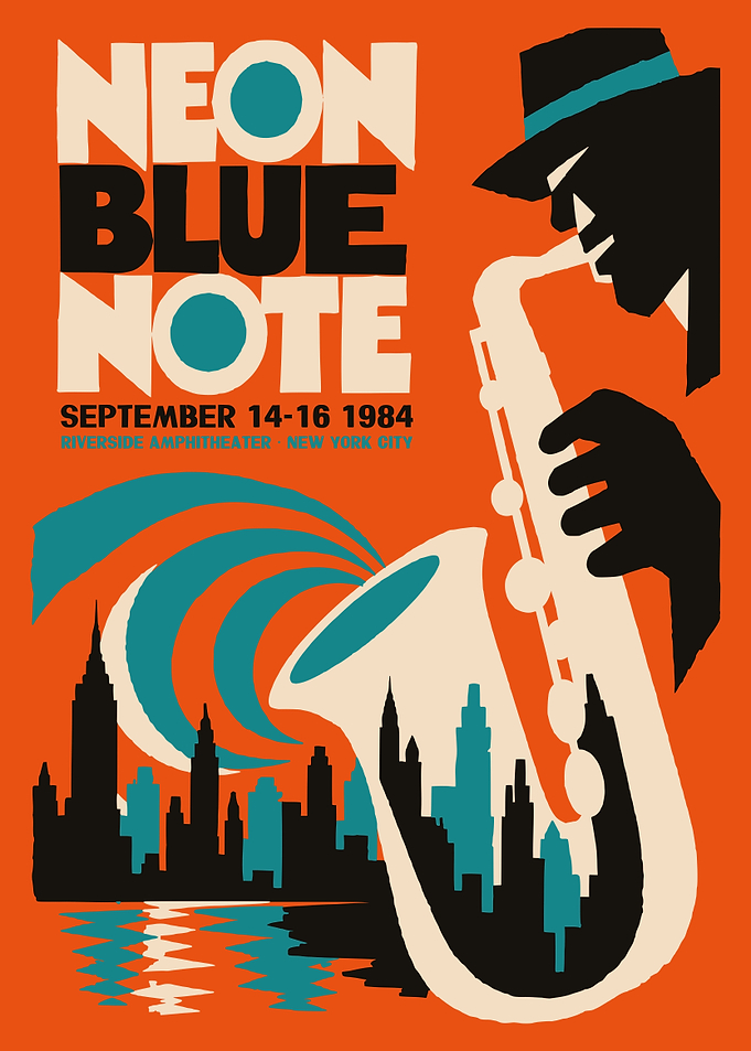 Neon Blue Note Jazz Poster