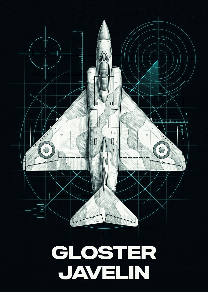 Gloster Javelin Military Aircraft Blueprint