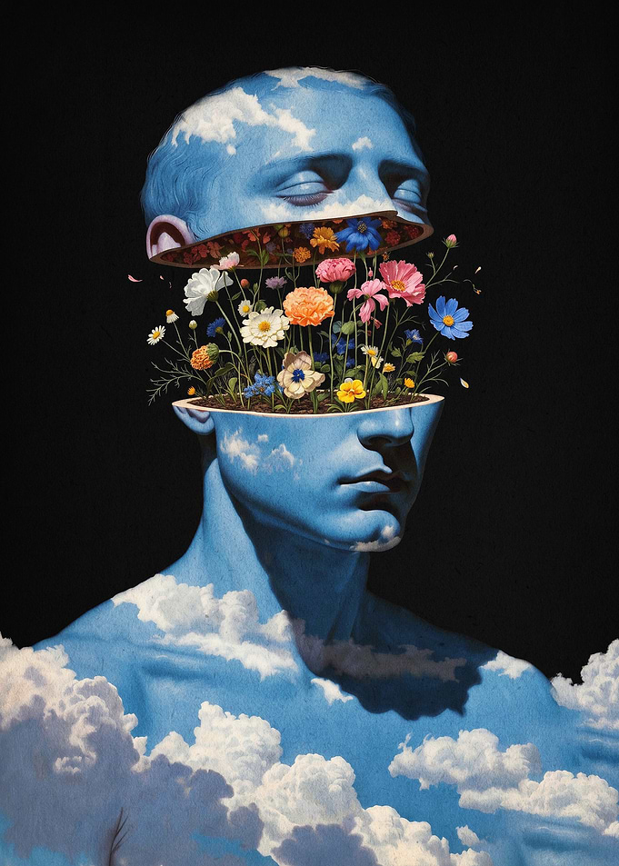 Surreal Mind Flowers Art Poster
