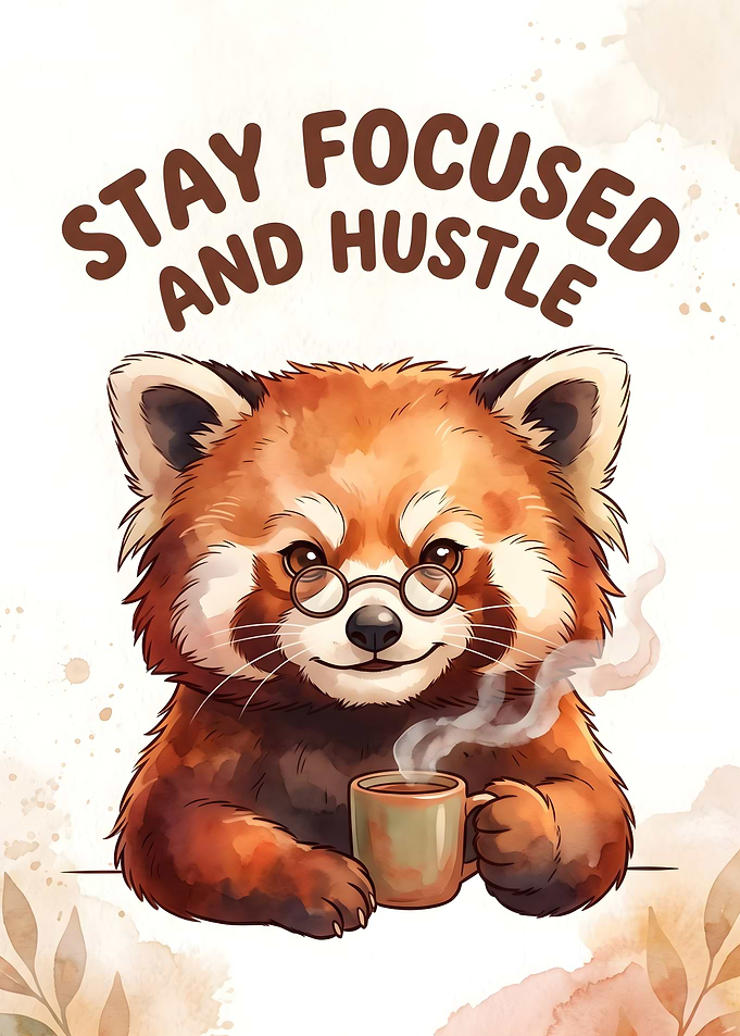 Stay Focused and Hustle Red Panda Cozy