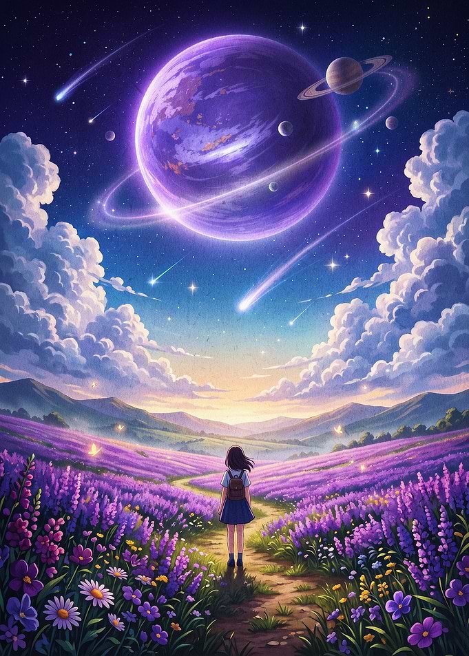 Cosmic Flower Field Fantasy Art