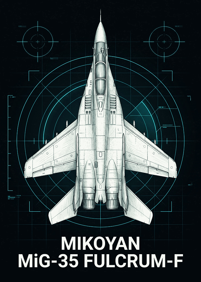 Mikoyan MiG-35 Fulcrum-F Blueprint Poster
