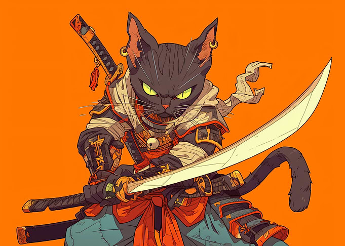 Samurai Cat Warrior with Katana