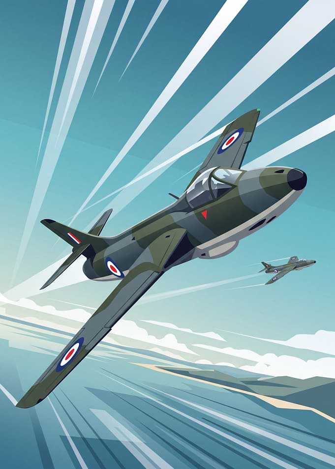 Hawker Hunter Jet Fighter Pixel