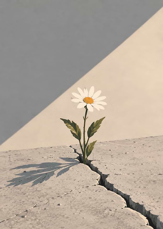 Daisy Growing Through Concrete Crack