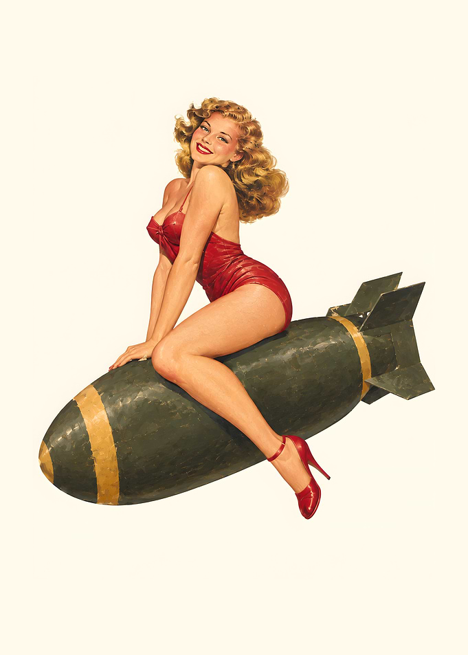 Bombshell on a Bomb - Vintage WWII Nose Art