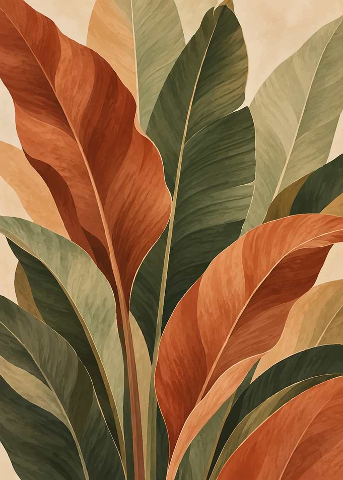 Boho Tropical Banana Leaf Botanical Art