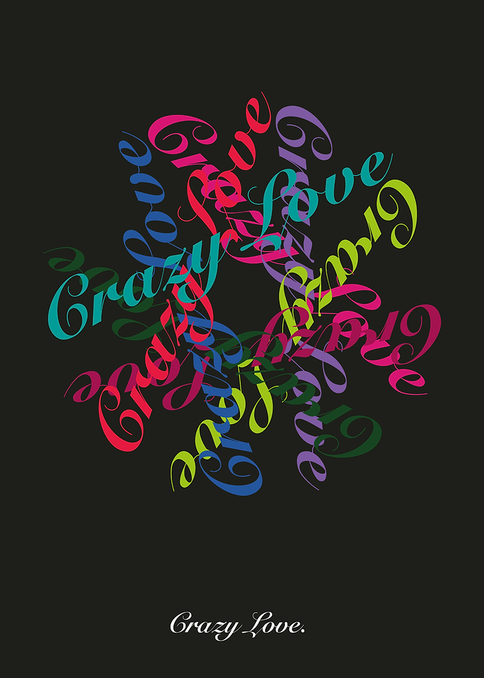 Colorful Crazy Love Typography Art