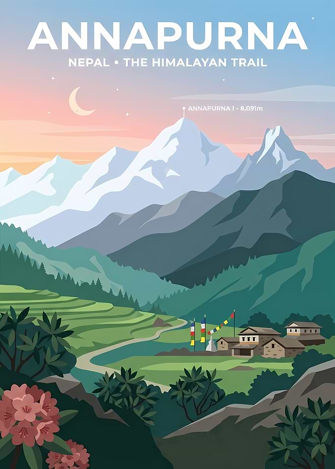 Annapurna Himalayan Trail Travel Poster