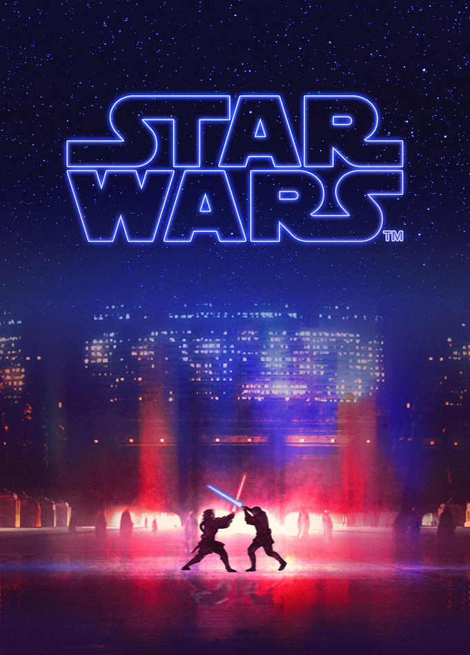 Cosmic Clash of Lightsabers (with Star Wars logo)