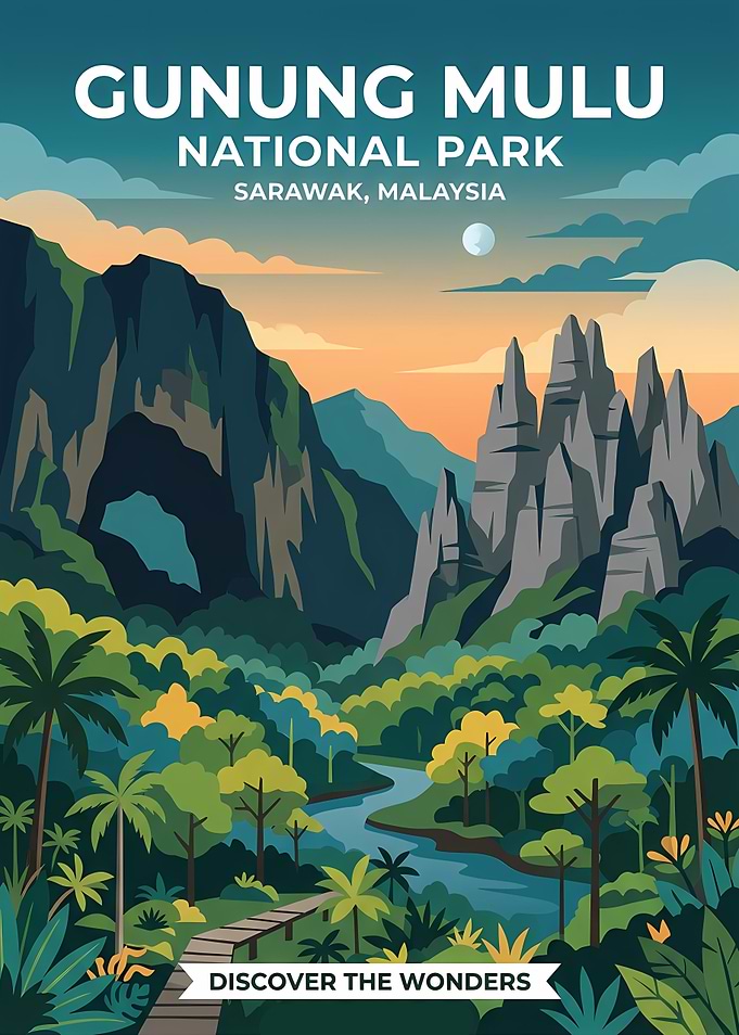 Gunung Mulu National Park Travel Poster