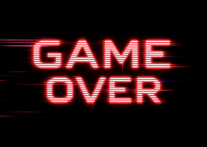 Neon Red Game Over Text
