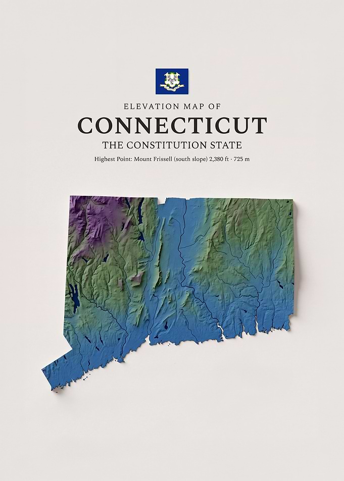 Elevation Map of Connecticut