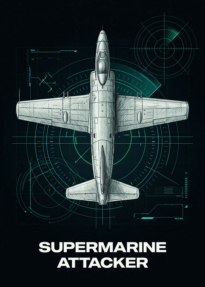 Supermarine Attacker Technical Blueprint Poster