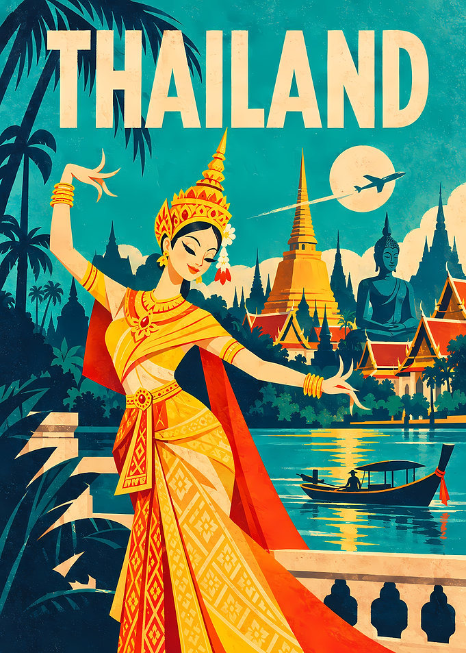 Vintage Thailand Travel Poster