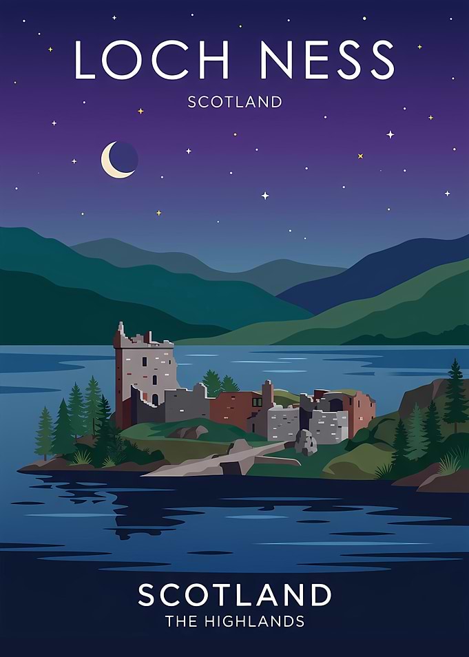 Loch Ness Scotland Travel Poster