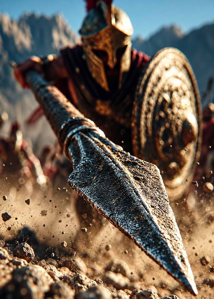 Spartan Warrior Charging into Battle