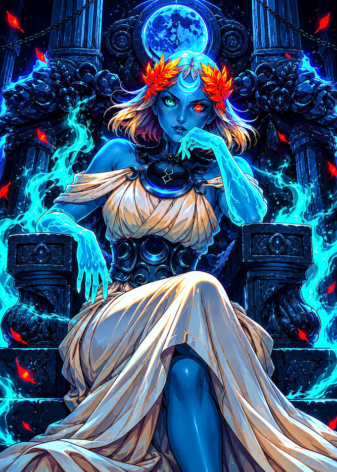 Melinoe's Infernal Gaze Hades II Sitting on Throne