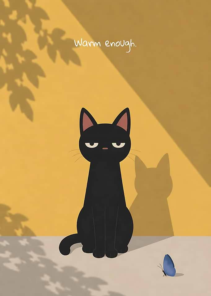 Black Cat Sitting in Sunlight