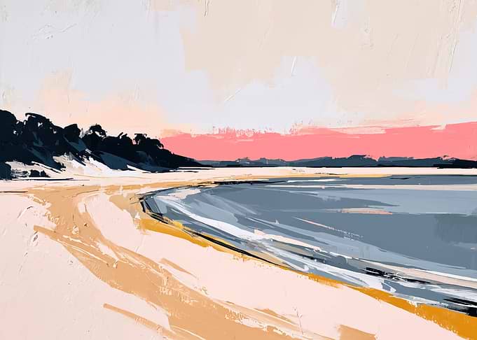 Abstract Impressionist Coastal Beach Landscape