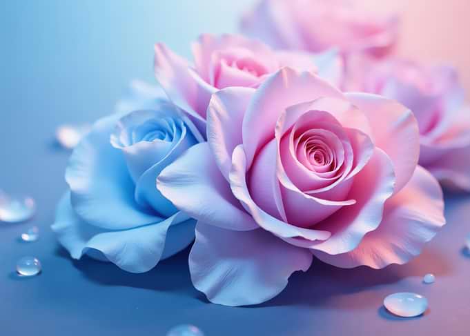 Pastel Pink and Blue Roses
