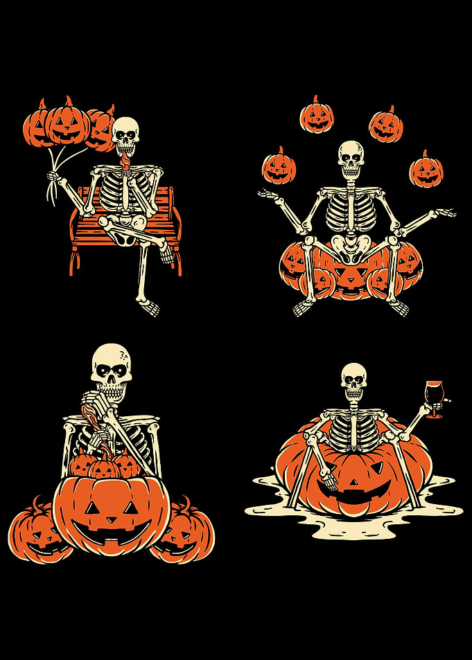 Skeleton and Pumpkin Halloween