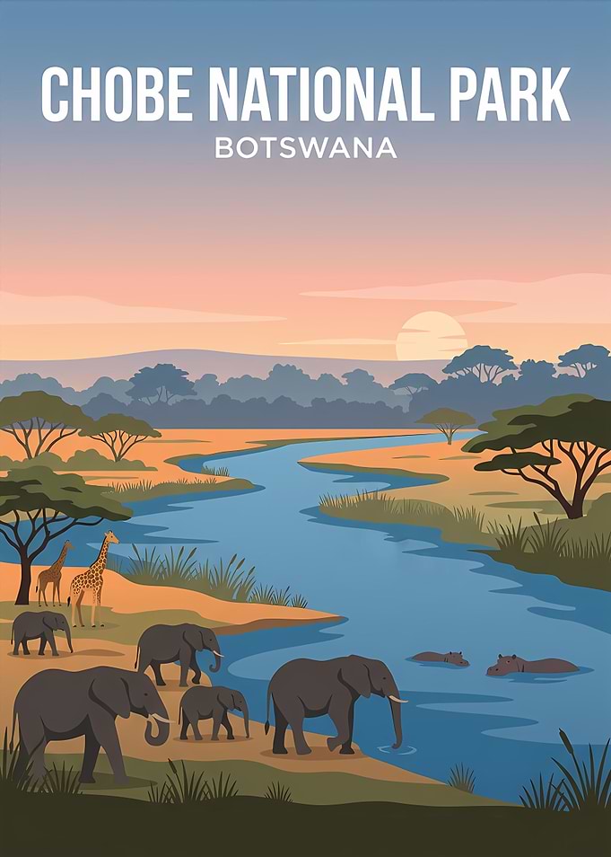Chobe National Park Botswana Travel Poster