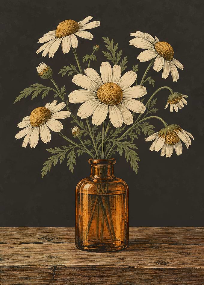 Vintage Botanical Chamomile Illustration