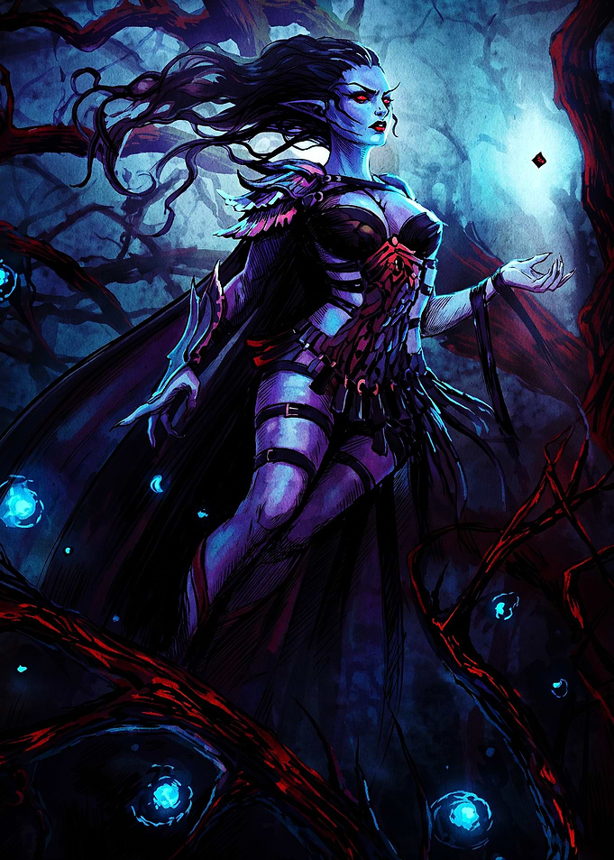 Dark Fantasy Sorceress in Enchanted Forest