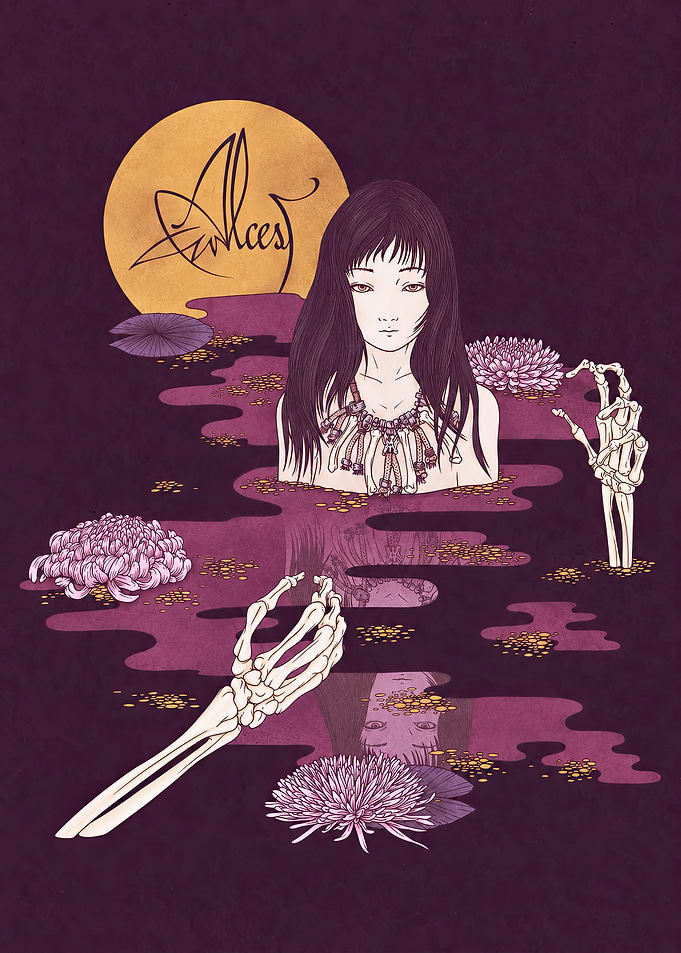 Alcest Surreal Illustration with Skeleton Hands