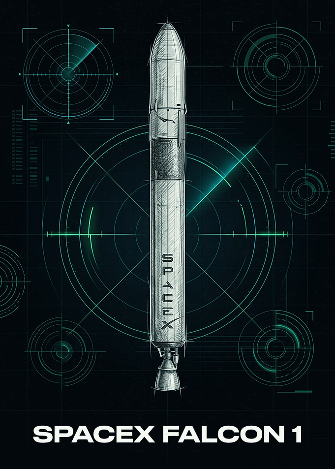 SpaceX Falcon 1 Rocket Blueprint Poster