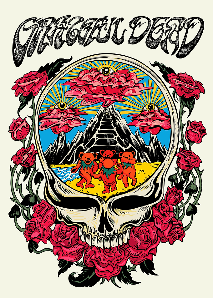 Grateful Dead Skull and Roses Poster