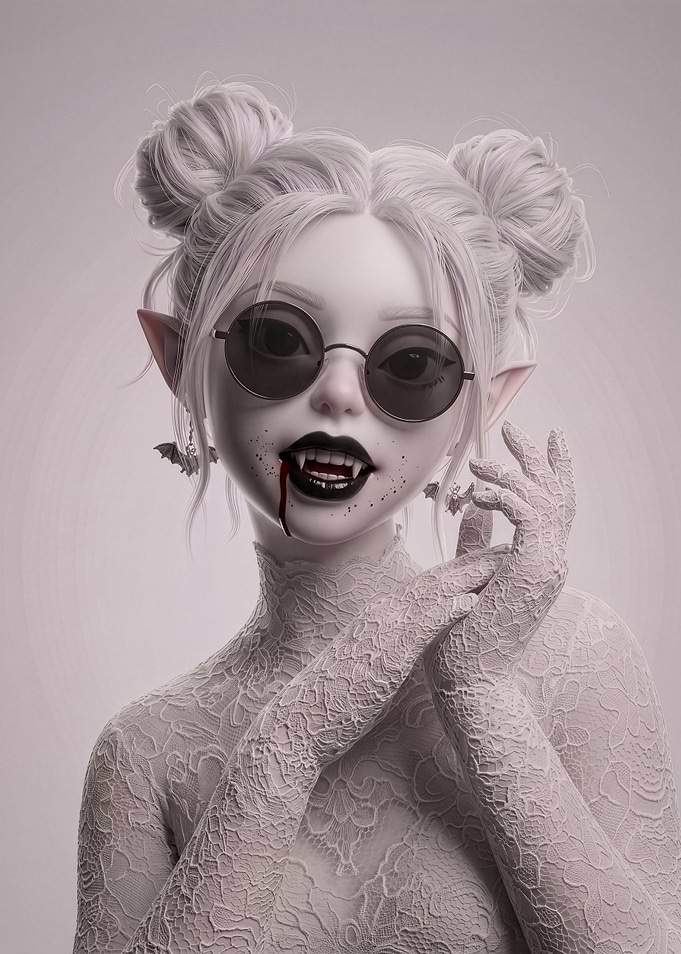 Gothic Vampire Girl Digital Portrait