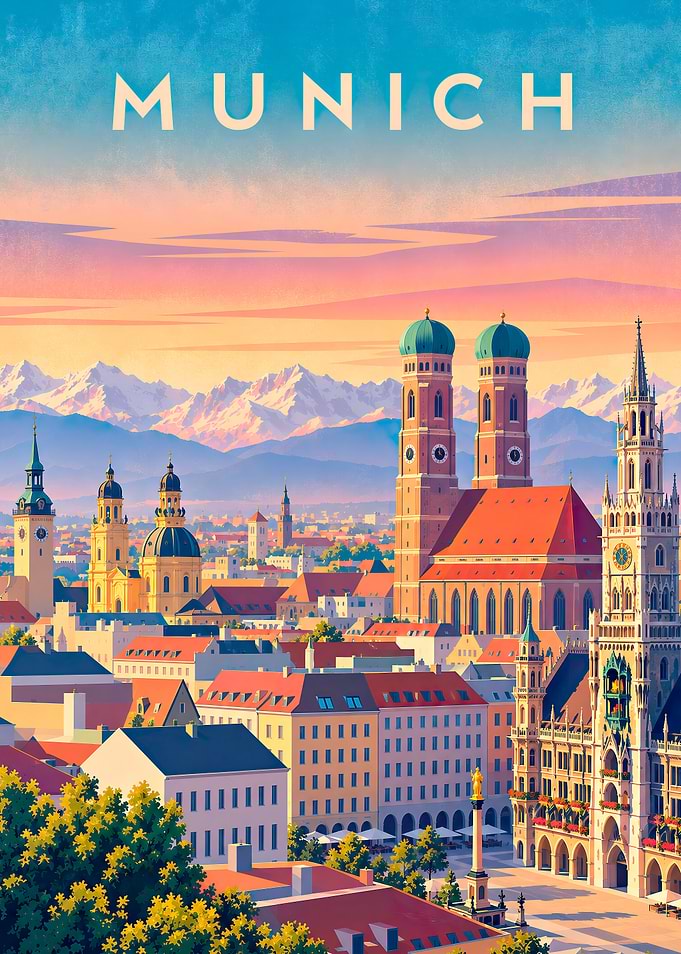 Vintage Travel Poster of Munich
