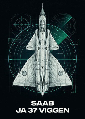 SAAB JA 37 Viggen Blueprint Poster