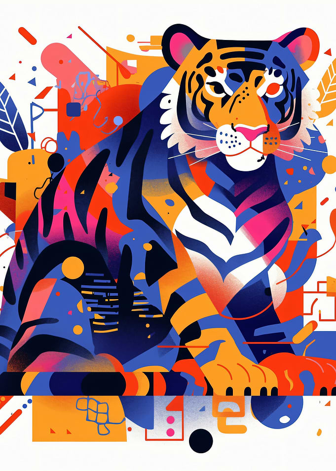 Abstract Geometric Tiger Illustration