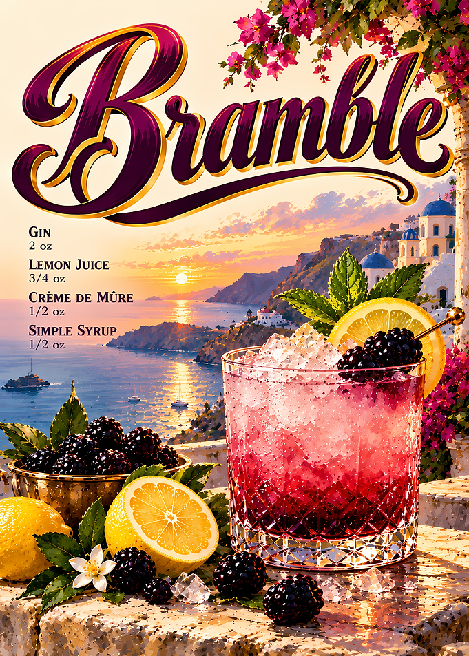 Bramble Cocktail Recipe Poster