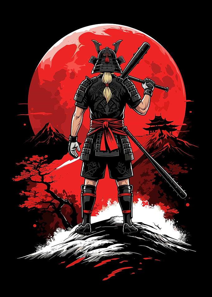 Samurai Warrior with Baseball Bat